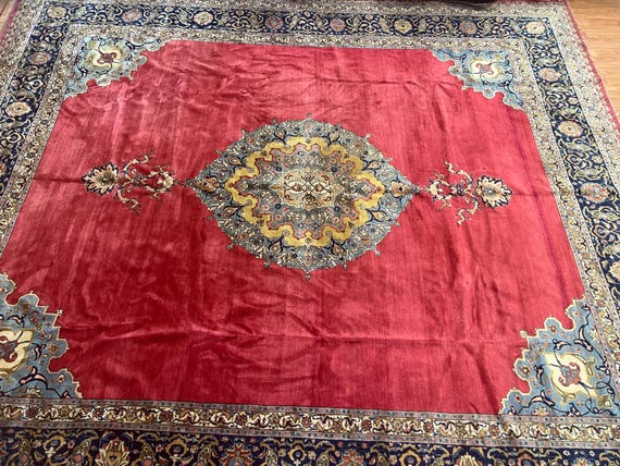 10'7" x 12'10" Antique Turkish Oriental Rug - 1920s - Hand Made - 100% Wool