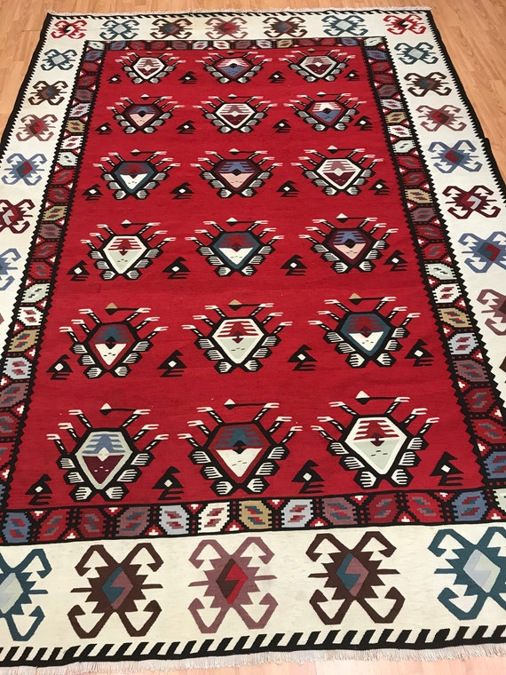 6'9" x 9'9" Turkish Bessarabian Kilim Oriental Rug - 1950 - 100% Wool - Hand Made