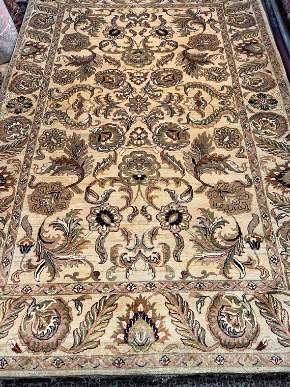 6'2" x 9'1" Indian Jaipur Agra Oriental Rug - Full Pile - Hand Made - 100% Wool