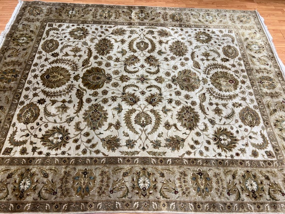 7'10" x 9'8" New Indian Tabriz Oriental Rug - Full Pile - Hand Made - 100% Wool