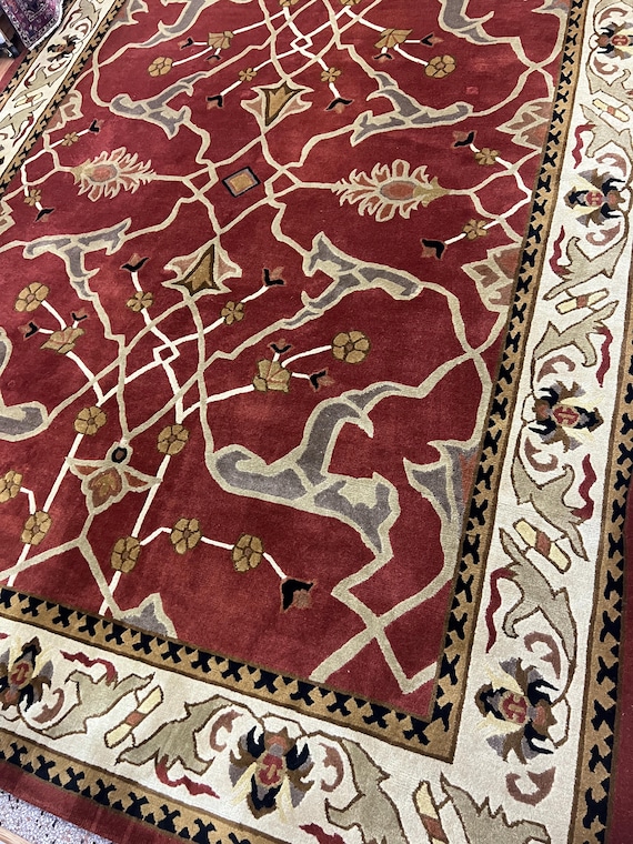 10' x 13'8" Tibetan Art Deco Oriental Rug - Hand Made - 100% Wool