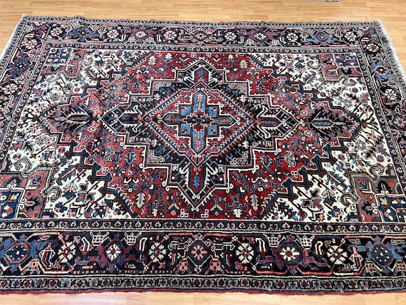 6'7" x 9'7" Azerbaijani Oriental Rug - 1950s - Hand Made - 100% Wool