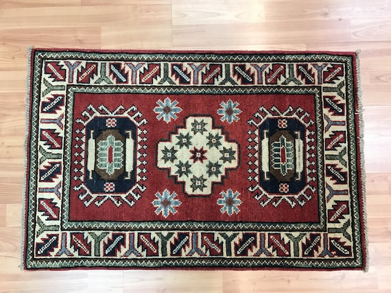 2' x 3' Pakistani Kazak Oriental Rug - Hand Made - 100% Wool - Vegetable Dye