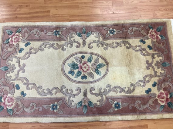 2'6" x 4'7" Chinese Aubusson Oriental Rug - Full Pile - Hand Made - 100% Wool