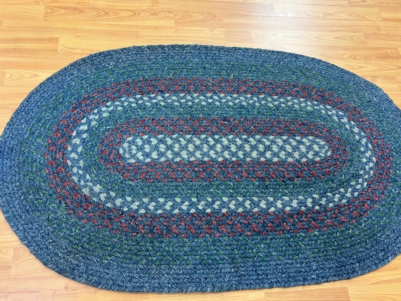 2'4" x 4' Oval Indian Braided Oriental Rug - Tufted - Hand Made - 100% Wool