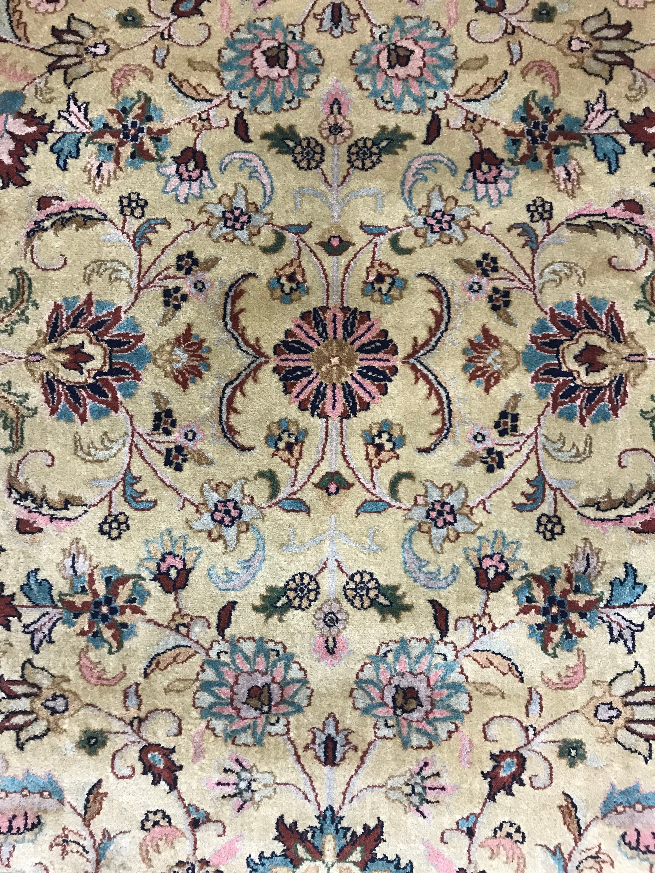 6' x 9' Indian Kashan Oriental Rug - Very Fine - 300 KPSI - Hand Made