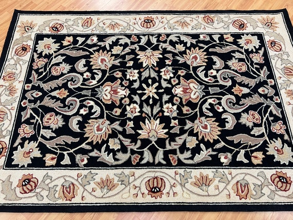 4'1" x 6' Chinese Stitch Work Tabriz Design Oriental Rug - Hand Made - 100% Wool