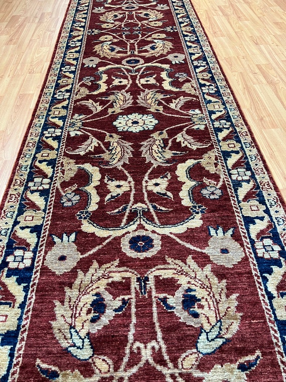 2'8" x 12'7" New Pakistani Peshawar Floor Runner Oriental Rug - Hand Made - Vegetable Dye - 100% Wool
