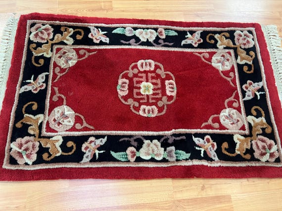 2' x 3' Chinese Aubusson Oriental Rug - Full Pile - Hand Tufted - 100% Wool