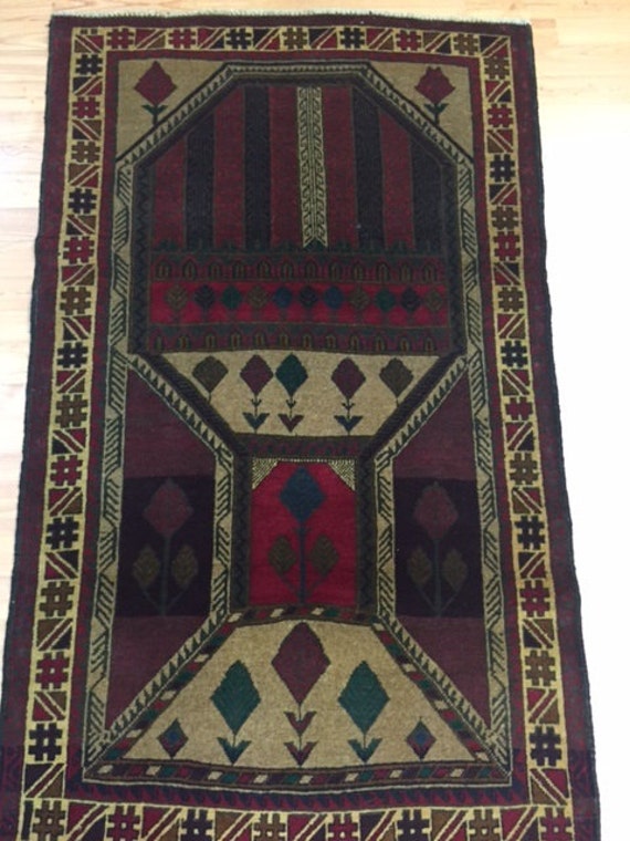 2'11" x 4'9" Afghan Turkeman Oriental Rug - Hand Made - 100% Wool Pile