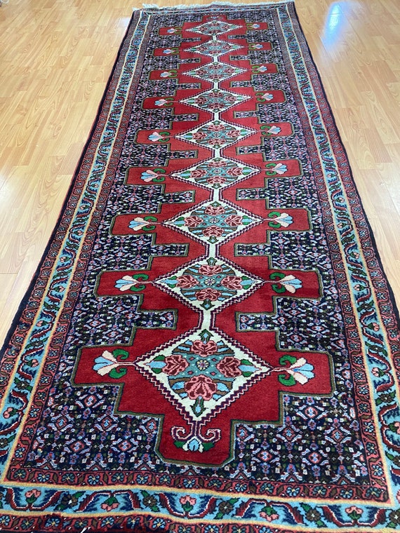 3'2" x 9' Kurdish Floor Runner Oriental Rug - Full Pile - Hand Made - 100% Wool