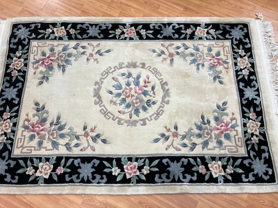 4' x 6' Chinese Aubusson Oriental Rug - Full Pile - Hand Made - 100% Wool