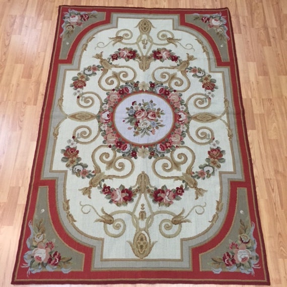 4' x 6' Chinese Aubusson Needle Point Oriental Rug - Hand Made - 100% Wool