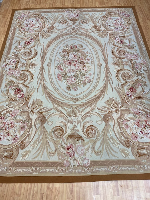 7'10" x 10'1" Chinese Aubusson Oriental Rug - Flat Weave - Hand Made - 100% Wool