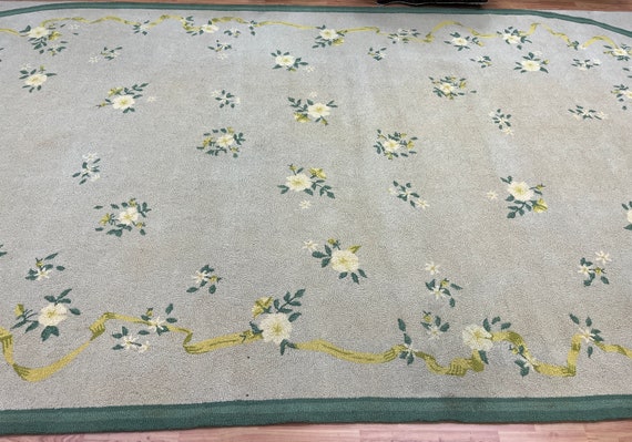 7'9" x 16' Chinese Stitch Work Oriental Rug - Hand Made - 100% Wool - Floral