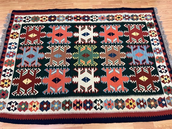 5' x 7' New Turkish Kilim (Kelim) Oriental Rug - Hand Made - 100% Wool