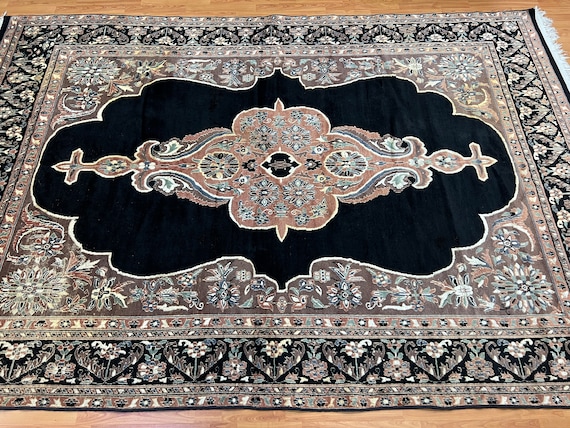 7' x 10' Pakistani Bokhara Oriental Rug - Black - Hand Made - 100% Wool