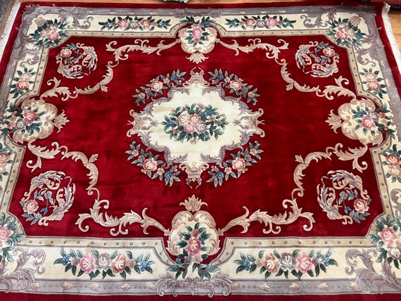 9' x 12' Chinese Aubusson Oriental Rug - 90 Line - Hand Made - 100% Wool