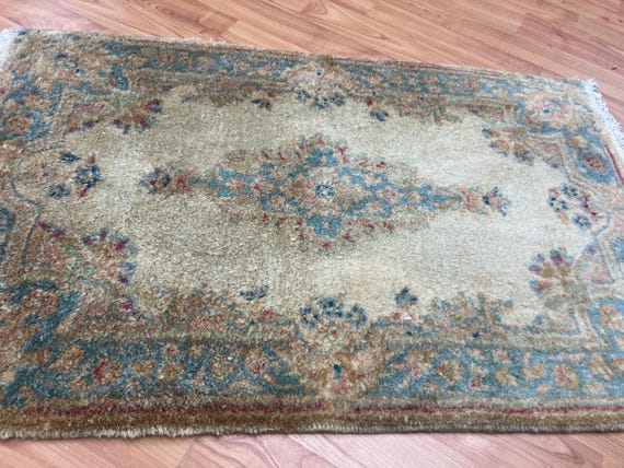 1'7" x 2'7" Antique Indian Oriental Rug - 1930s - Hand Made - 100% Wool