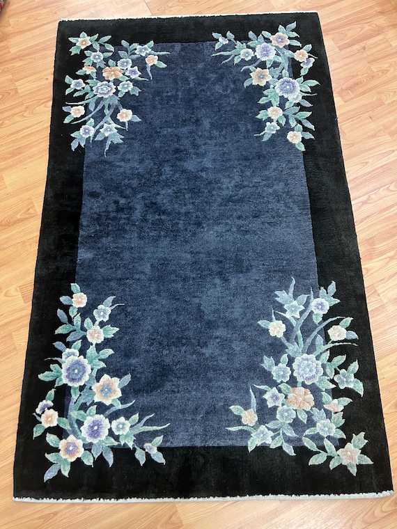 3'1" x 5' Chinese Art Deco Oriental Rug - Hand Made - 100% Silk