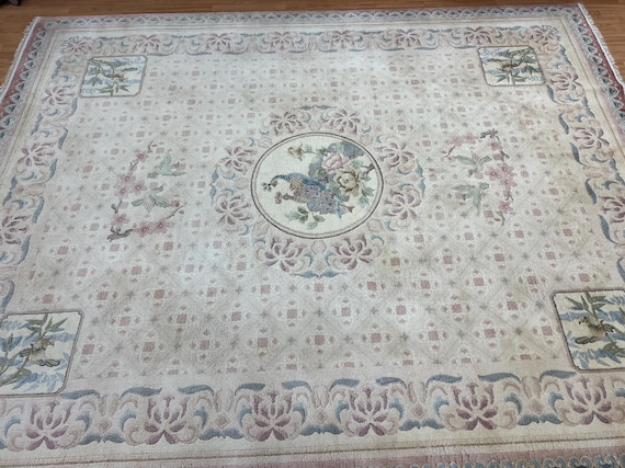 8' x 10' Chinese Art Deco Oriental Rug - Full Pile - 100% Silk - Hand Made