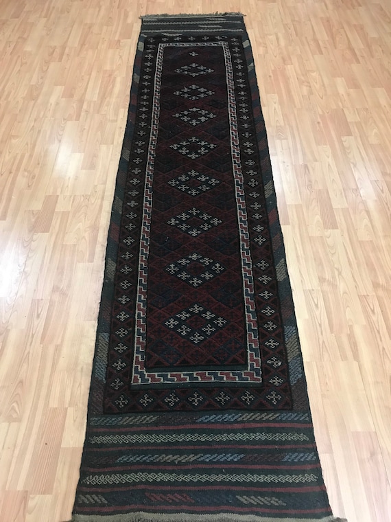 2'2" x 9'1" Afghan Kazak Oriental Rug - Full Pile - Hand Made - 100% Wool