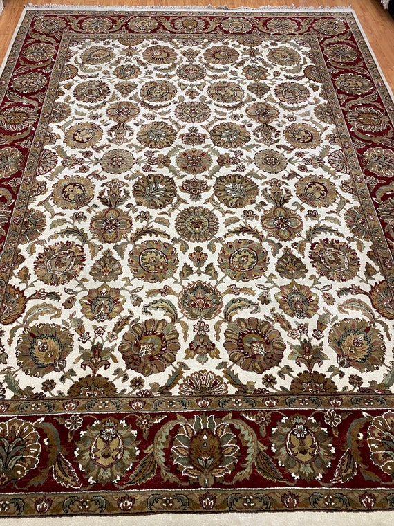 9' x 12' Indian Agra Design Oriental Rug - Full Pile - Hand Made - 100% Wool