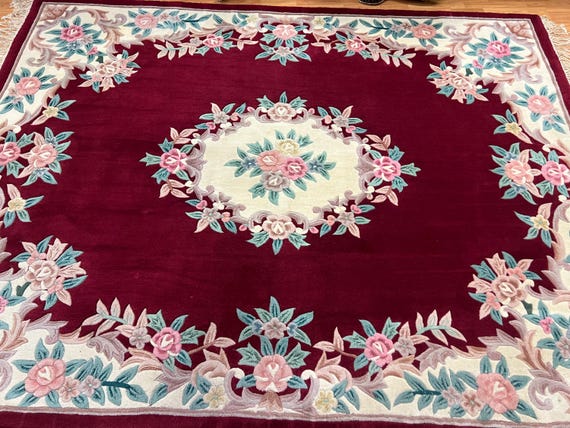 8' x 10'5" Chinese Aubusson Oriental Rug - Full Pile - Hand Tufted - 100% Wool