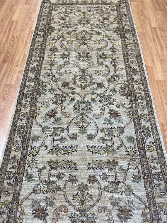 2'7" x 9'9" New Pakistani Peshawar Floor Runner Oriental Rug - Hand Made - Vegetable Dye - 100% Wool