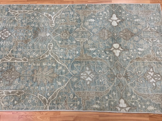 3'8" x 5'10" New Indian Oriental Rug - Modern - Hand Made - 100% Wool
