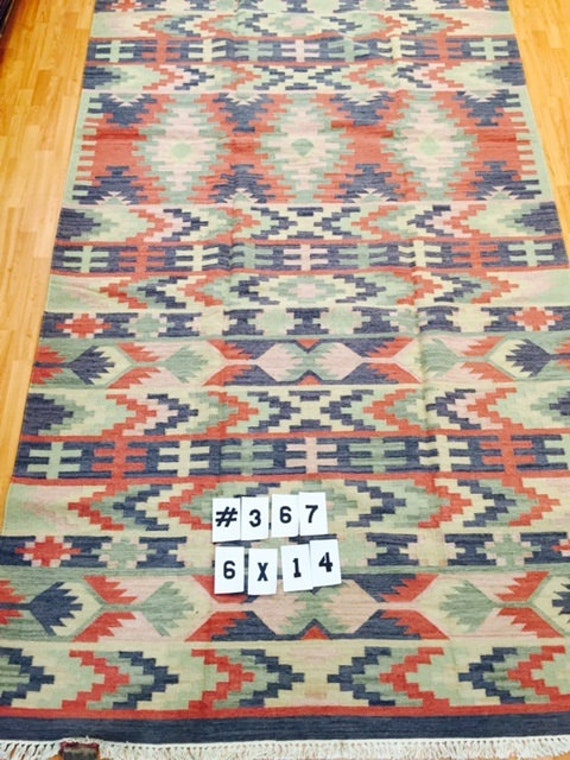 6' x 14' Turkish Kilim Oriental Rug - Gallery Sized - Hand Made - 100% Wool
