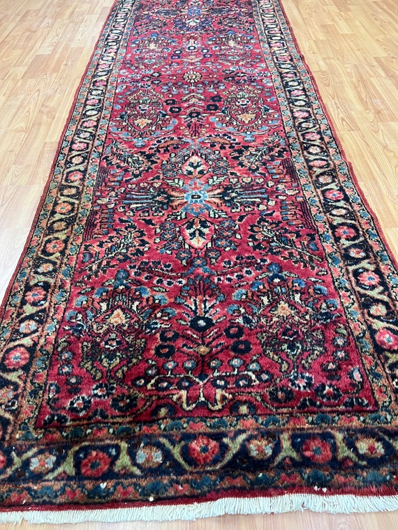 2'8" x 9' Antique Turkish Floor Runner Oriental Rug - 1920s - Hand Made - 100% Wool x