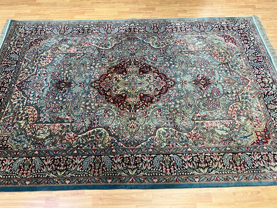 6'1" x 9'2" Antique Indian Oriental Rug - 1950s - Hand Made - 100% Wool