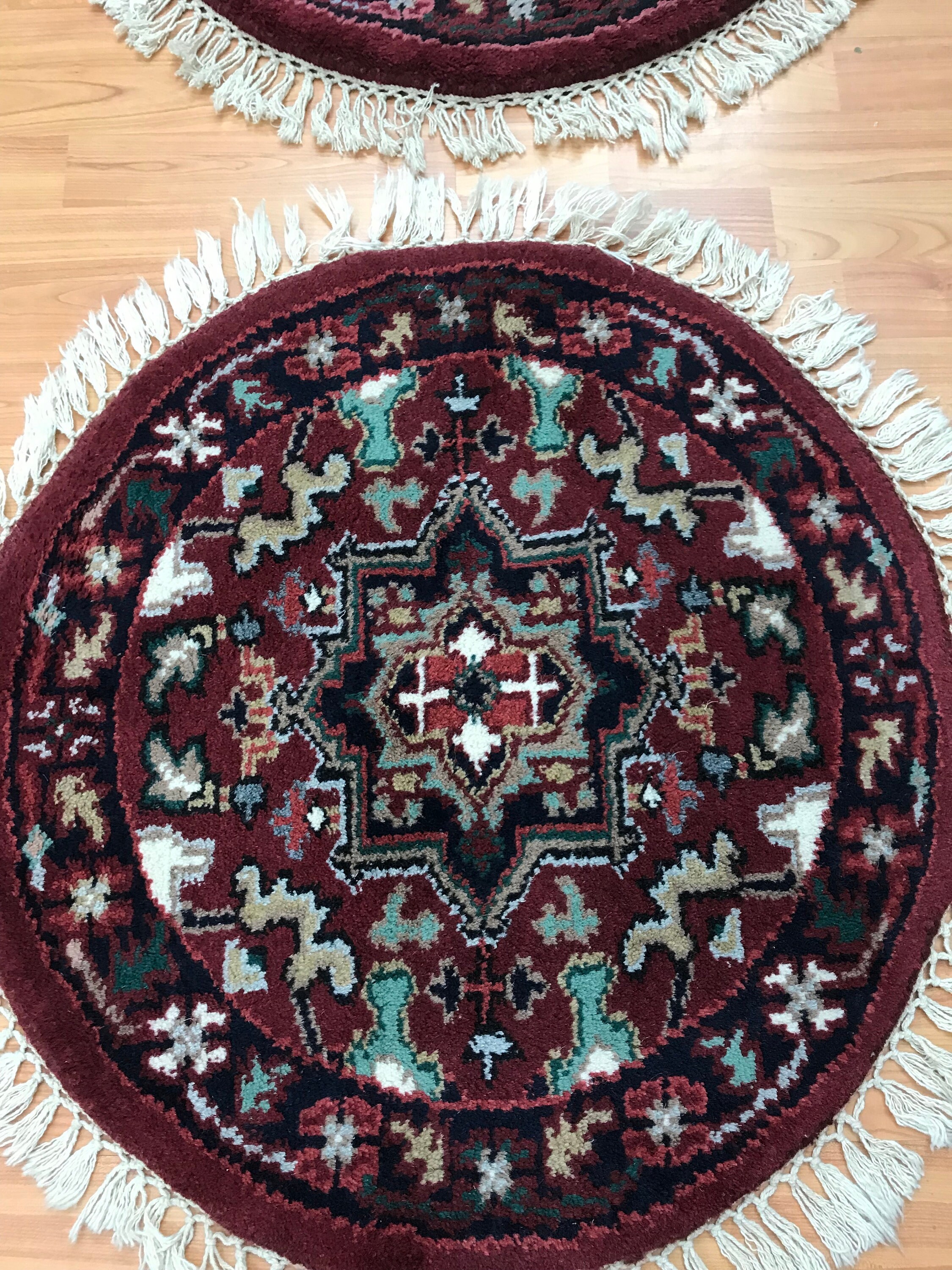 2'1 x 2'1 Set of 2 New Indian Heriz Design Oriental Rug Hand Made 100 Wool