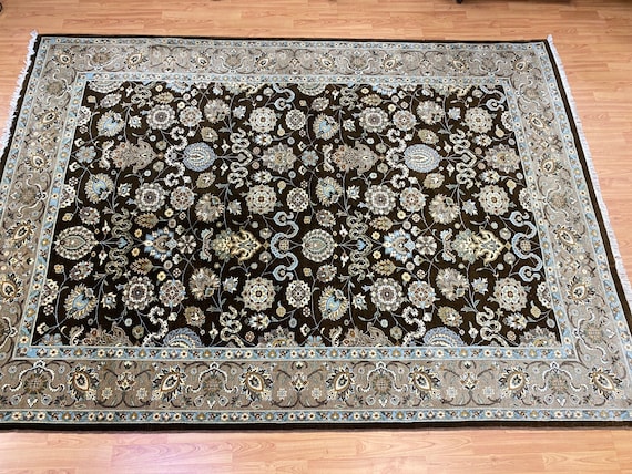 6'3" x 8'9" Indian Tabriz Oriental Rug - Full Pile - Hand Made - 100% Wool