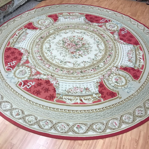 10' x 10' Round Chinese Aubusson Tapestry Oriental Rug - Hand Made - 100% Wool