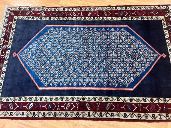 4'6" x 7' Turkish Oriental Rug - 1950s - Full Pile - Hand Made - 100% Wool