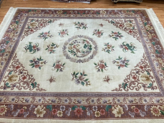 8' x 10' Chinese Aubusson Oriental Rug - Full Pile - Hand Made - 100% Wool