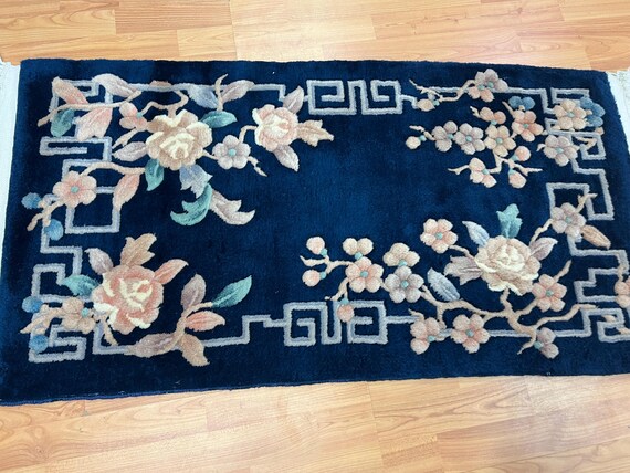 2' x 3'10" Chinese Art Deco Oriental Rug - Hand Made - 100% Wool