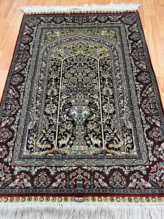 2'1" x 3' Turkish Hereke Oriental Rug - 500 KPSI - Hand Made - 100% Silk