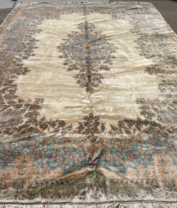 11'10" x 17'4" Antique Indian Oriental Rug - 1950s - Hand Made - 100% Wool