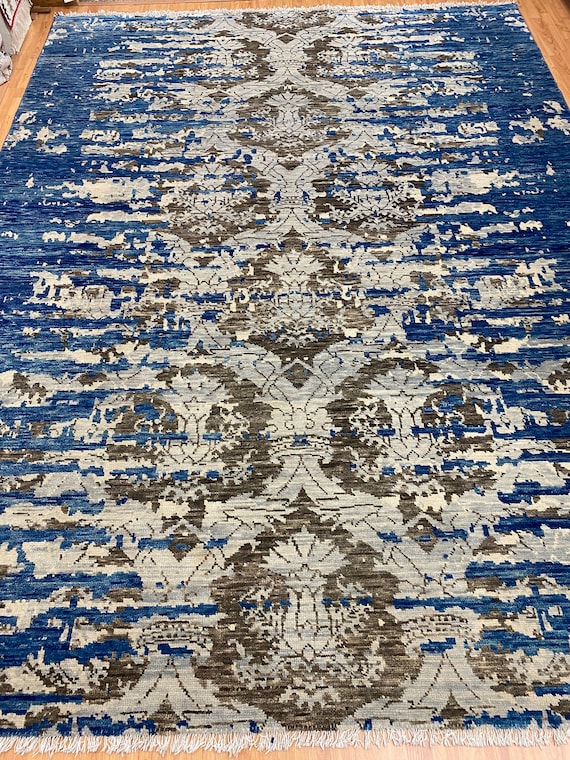 9' x 12' New Soft Melody Indian Oriental Rug - Modern - Hand Made 100% Wool