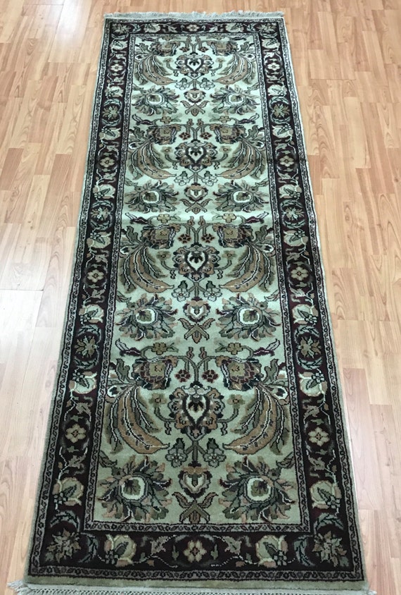 2'9" x 8' Indian Kashan Floor Runner Oriental Rug - Hand Made - 100% Wool