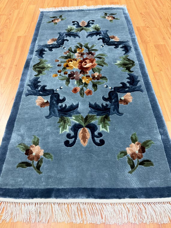 2'1" x 4'4" Chinese Art Deco Oriental Rug - Hand Made - 100% Silk