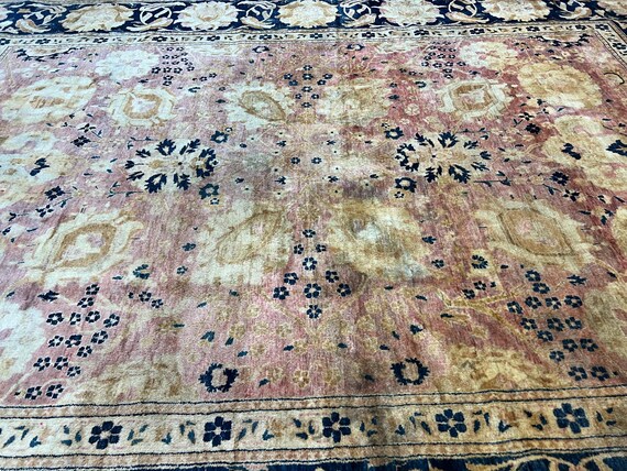 9' x 12' Indian Agra Design Oriental Rug - 1950s - Hand Made - 100% Wool