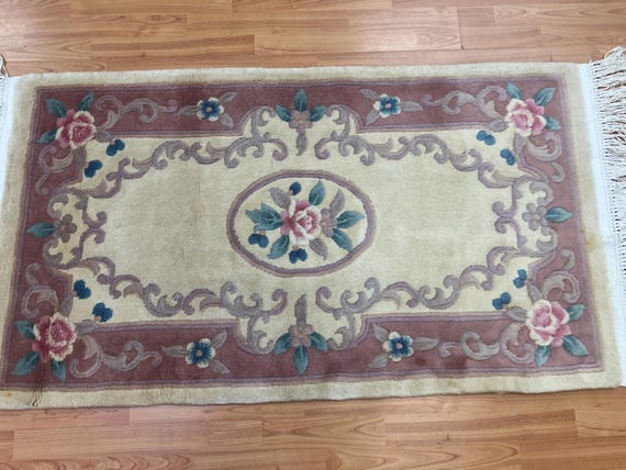 2'7" x 4'7" Chinese Aubusson Oriental Rug - Full Pile - Hand Made - 100% Wool