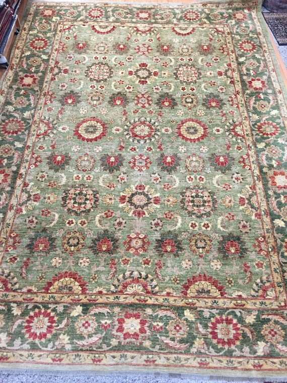 9'7" x 13'5" Pakistani Peshawar Agra Design Oriental Rug - Hand Made - Vegetable Dye - 100% Wool