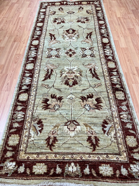 2'8" x 6'6" New Pakistani Peshawar Floor Runner Oriental Rug - Hand Made - Vegetable Dye - 100% Wool