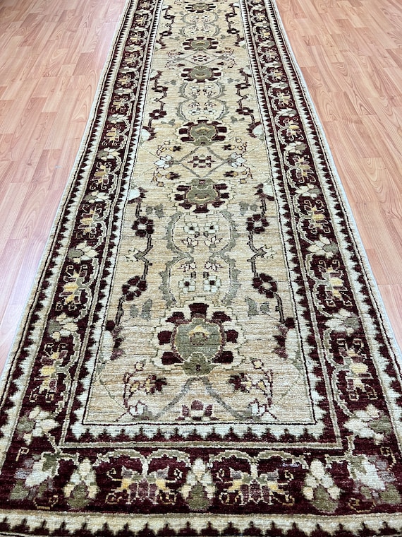 2'7" x 11'3" New Pakistani Peshawar Floor Runner Oriental Rug - Hand Made - Vegetable Dye - 100% Wool