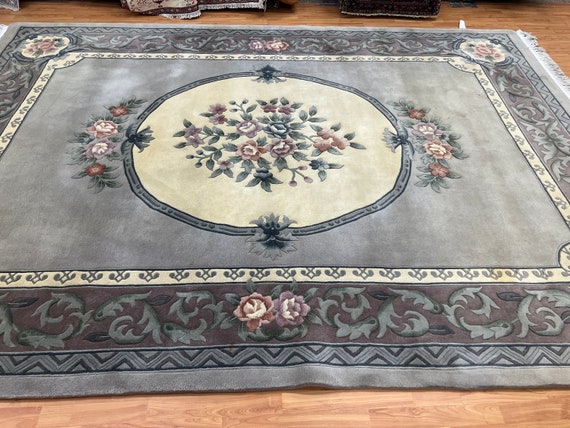 8'3" x 11'6" Chinese Aubusson Oriental Rug - 1980s - Hand Made - 100% Wool